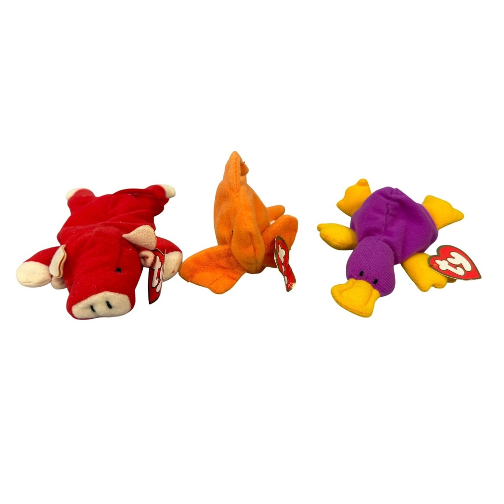 Ty Teenie Beanie Babies Lot of 3 Patti Snort Goldie McDonalds Vintage Plush Toys